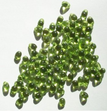 100 4x6mm Transparent Olivine Drop Beads