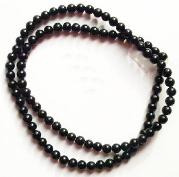 16 inch strand of 4mm Round Black Onyx Beads