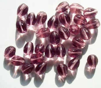 25 11x9mm Transparent Light Amethyst Grooved Drop Beads