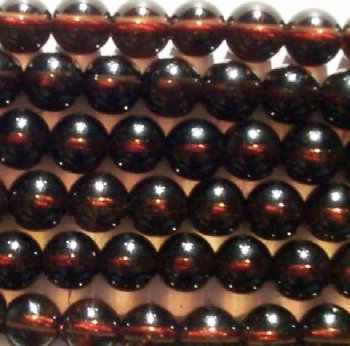 15.5 inch strand of 6mm Round Smoky Quartz Beads