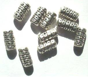 10 11x5mm Antique Silver Spiral Tubes with Dots