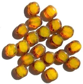 20 10x9mm Translucent Yellow Oval Window Beads with Speckles