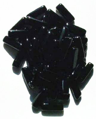 50 5x15mm Opaque Black Glass Rectangle Beads