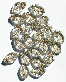 25 14mm Crystal Wavy Leaf Beads with Gold