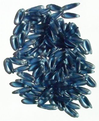 100 3x11mm Matte Transparent Montana Blue Dagger Beads