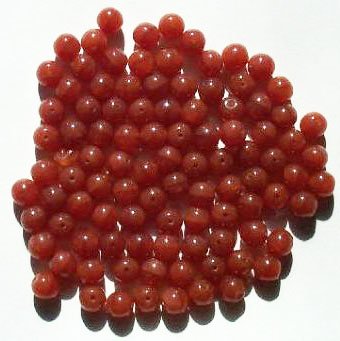 50 6mm Round Milky Carnelian Glass Beads