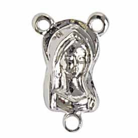 1 17x11mm Antique Silver Mary 3 Ring Connector