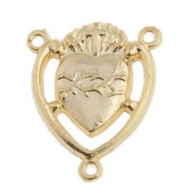 1 18x12mm Bright Gold Sacred Heart Rosary Connector