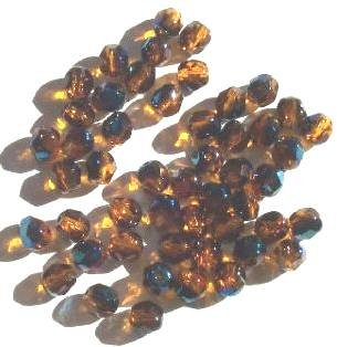50 6mm Faceted Topaz Azuro Firepolish Beads