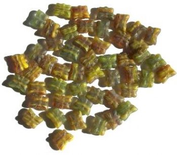 50 8mm Matte Green Yellow Marble Butterfly Beads
