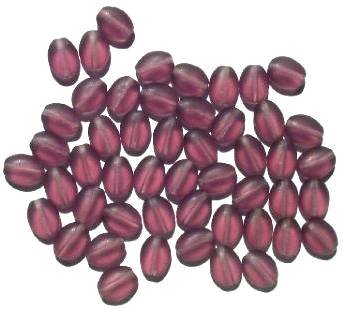 50 8x6mm Transparent Matte Amethyst Flat Oval Glass Beads