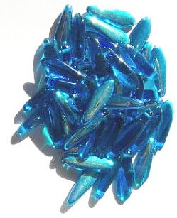 50 5x16mm Transparent Dark Aqua AB Dagger Beads