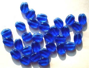 30 12mm Transparent Sapphire Flat Oval Beads