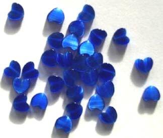 30 6mm Sapphire Fiber Optic Cats Eye Heart Beads