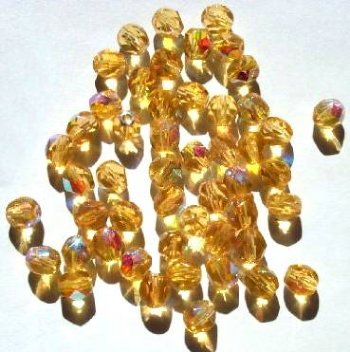 50 6mm Faceted Topaz AB Firepolish Beads