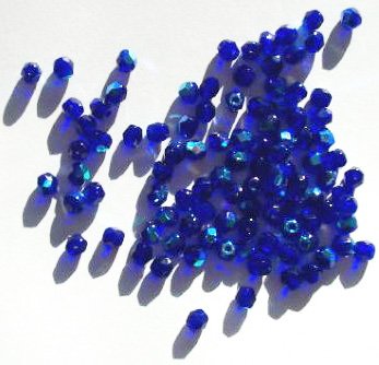 100 4mm Faceted Cobalt AB Firepolish Beads