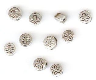 10 8x4mm Antique Silver Metal Face Beads