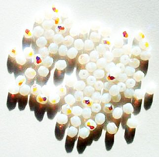 100 4mm Faceted White Opal AB Firepolish Beads