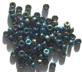 100 4x6mm Crow Beads Metallic Green AB