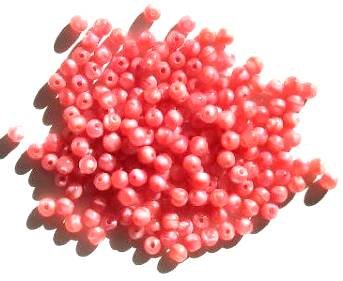 100 4mm Satin Pink Round Glass Beads