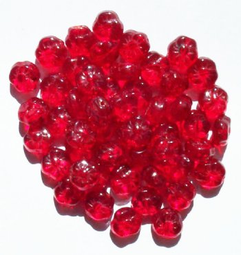 50 9mm 3-Petal Transparent Red Pansy Flower Beads
