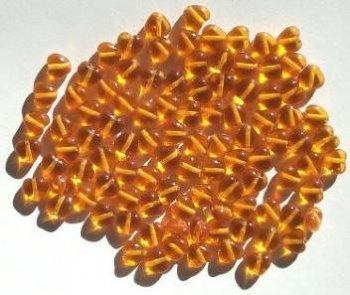 100 6mm Transparent Topaz Glass Heart Beads