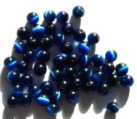 50 4mm Round Navy Fiber Optic Cats Eye Beads