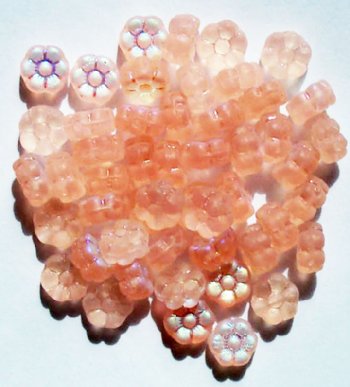 50 8mm Transparent Matte Rose AB Flower Beads