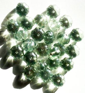 25 7x11mm Transparent Light Green Lustre Melon Beads