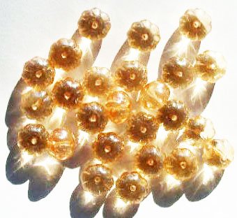 25 7x11mm Transparent Light Topaz Lustre Melon Beads