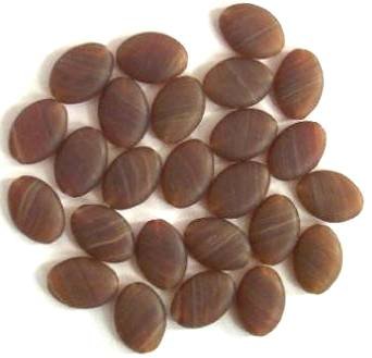 25 16x11mm Flat Oval Marble Matte Dark Topaz