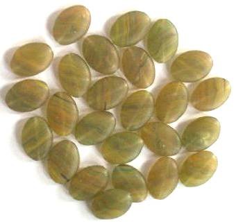 25 16x11mm Flat Oval Marble Matte Olive
