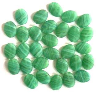 30 12x9mm Flat Oval Marble Matte Green White