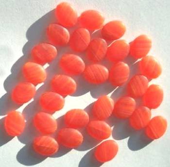 30 12x9mm Flat Oval Marble Matte Orange Yellow