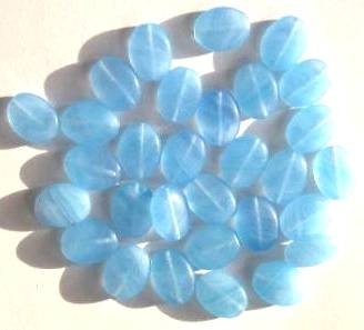 30 12x9mm Flat Oval Marble Matte Light Blue