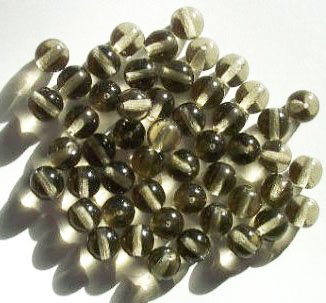 25 8mm Transparent Black Diamond Round Glass Beads