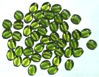 50 8x6mm Transparent Olive Flat Oval Glass Beads