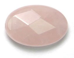 1, 18x12mm Flat Faceted Rose Quartz Oval Bead