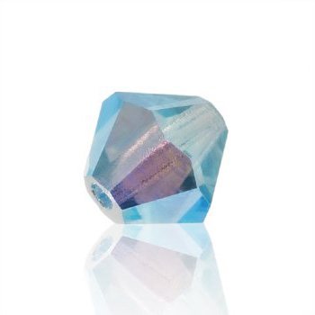 50 4mm Aqua AB2X Preciosa Bicone Beads
