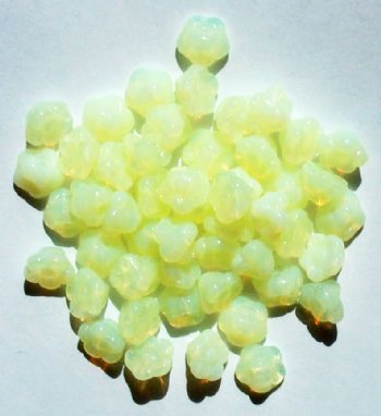 50 7mm Milky Light Yellow Opal Button Flower Beads