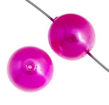 20 12mm Hot Pink Glass Pearl Beads