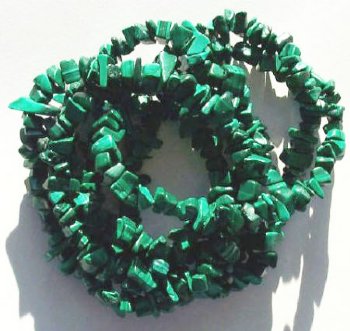 36 inch strand of Malachite Chips