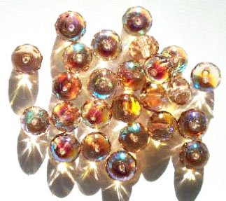 25 6x8mm Faceted Smoke Topaz AB Donut Beads