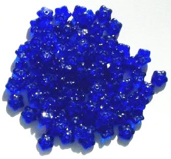 100 3x7mm Transparent Cobalt Cupped Flower Beads