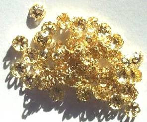 100 6mm Gold Tone Filigrae Bead Caps
