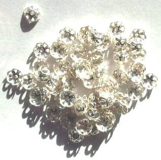 100 6mm Silver Tone Filigrae Bead Caps