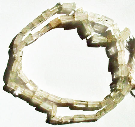 16 inch strand of 7x4mm Brick Rutilated Quartz