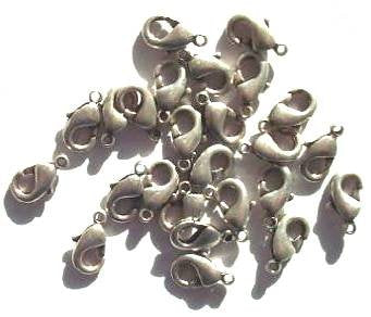 25 10mm Brushed Silver Lobster Claw Clasps