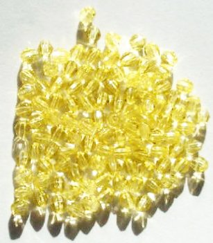 100 4mm Faceted Light Topaz Bicone Beads