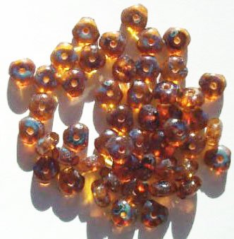 50 4x7mm Tri-Cut Transparent Topaz Firepolish Beads